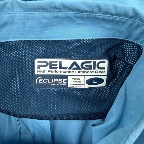 Pelagic Eclipse Guide Shirt Mens Large Vented Fishing High Performance Blue - Picture 11 of 13